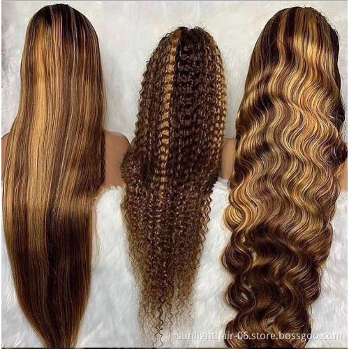 Wholesale long Virgin Hair Wig 150% Natural Virgin Brazilian Deep Wave Human Hair Full Cuticle Aligned Peruvian Lace Front Wig